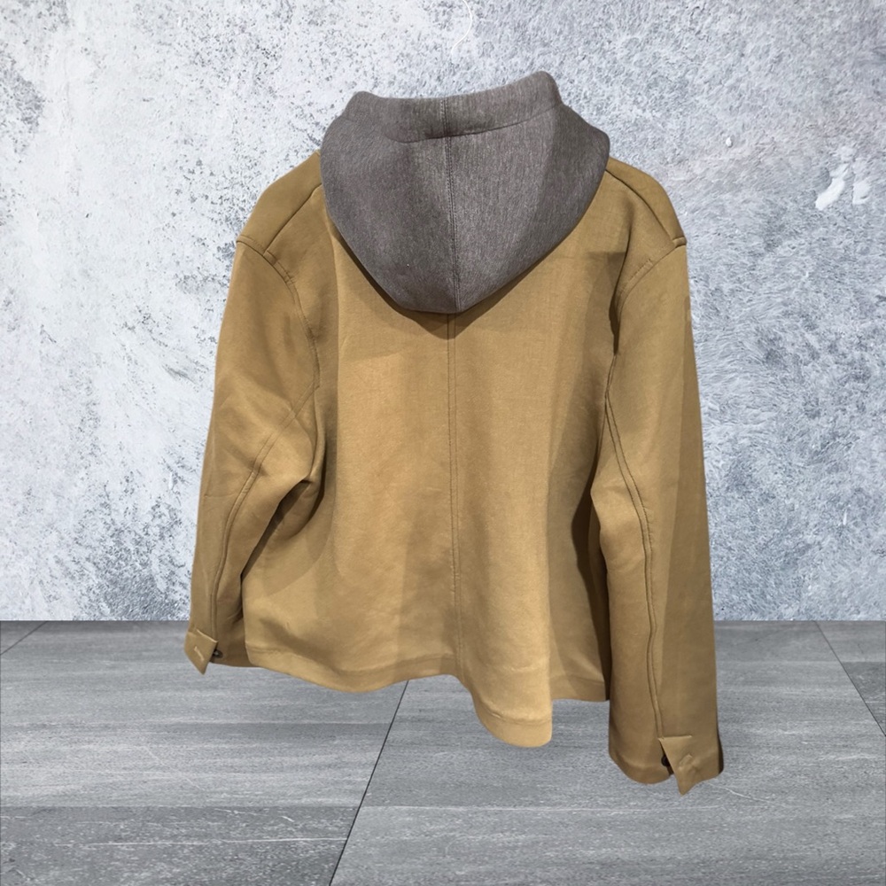 Maeve Olive Green Jacket with removable hoodie Tailored Design, Smooth Texture - Picture 8 of 8